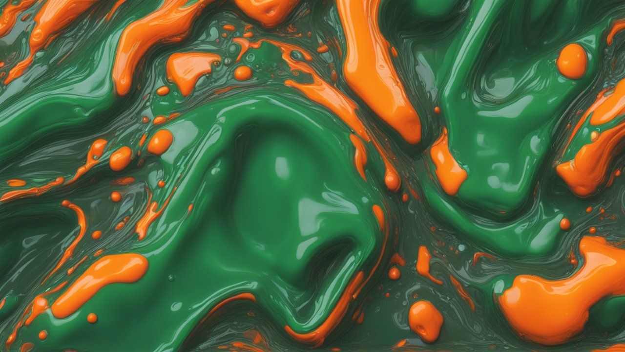 Abstract Green and Orange Melted Rubber Texture