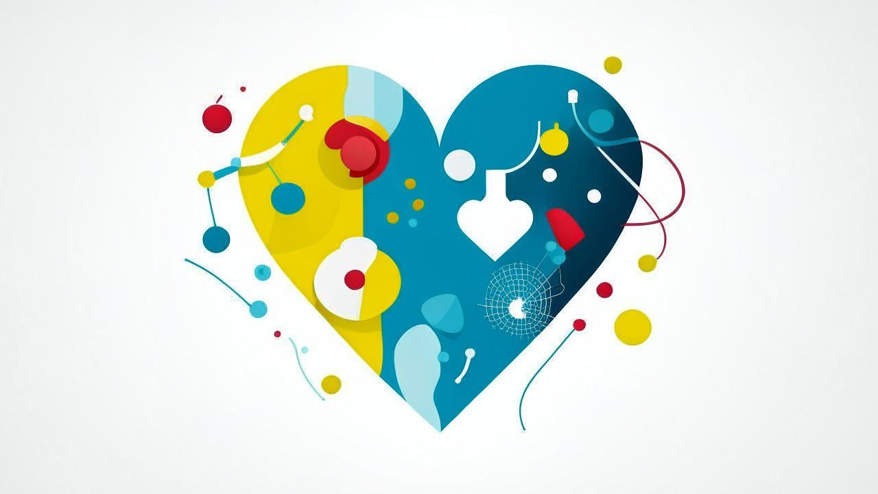 Abstract Heart Illustration with Medical Elements