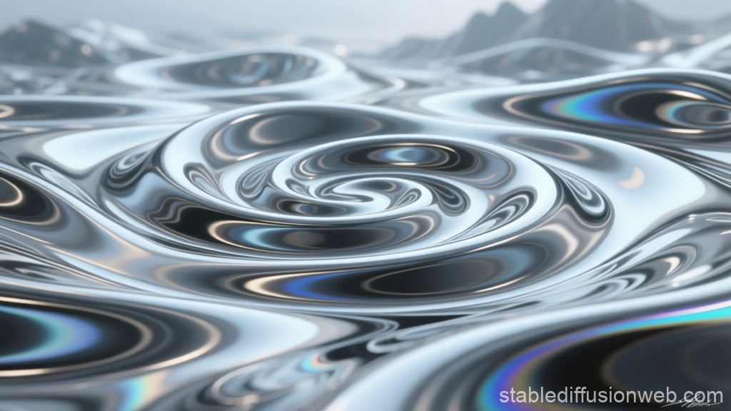 Abstract Metallic Swirls of Mercury and Titanium