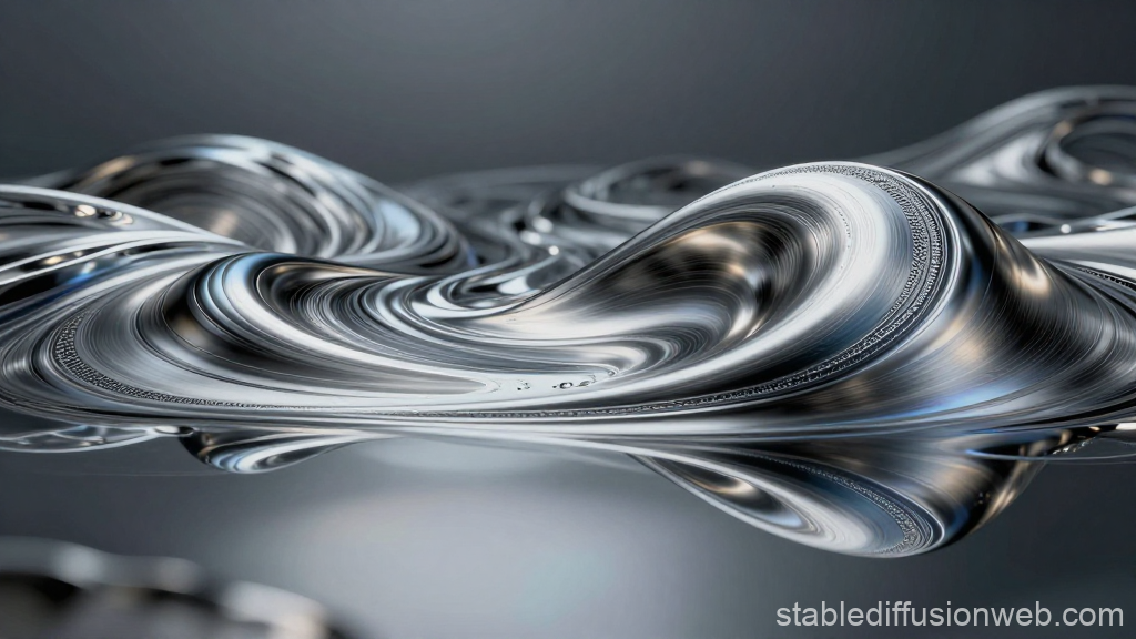 Abstract Metallic Titanium Swirl with Reflective Surface