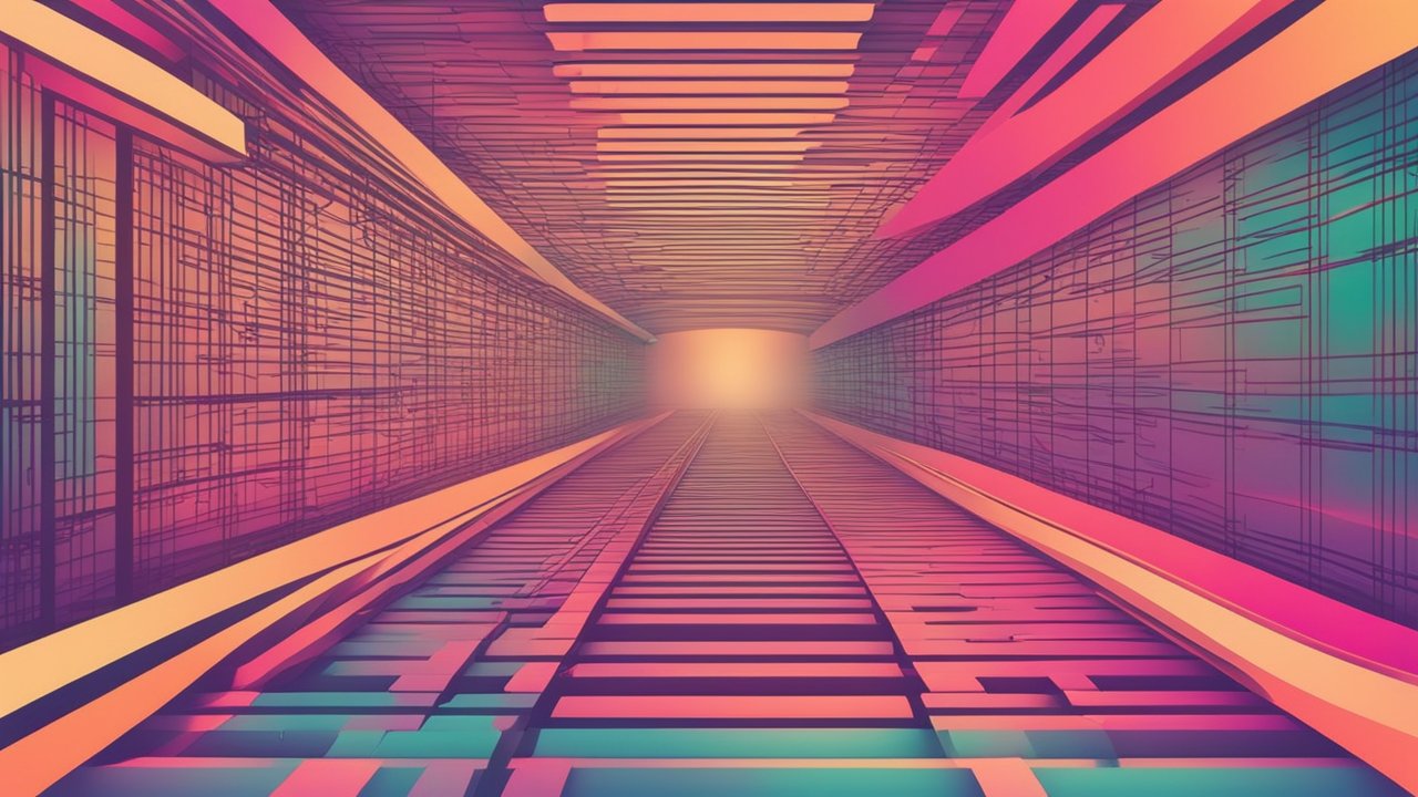 Abstract Modern Tunnel with Vibrant Gradient Colors