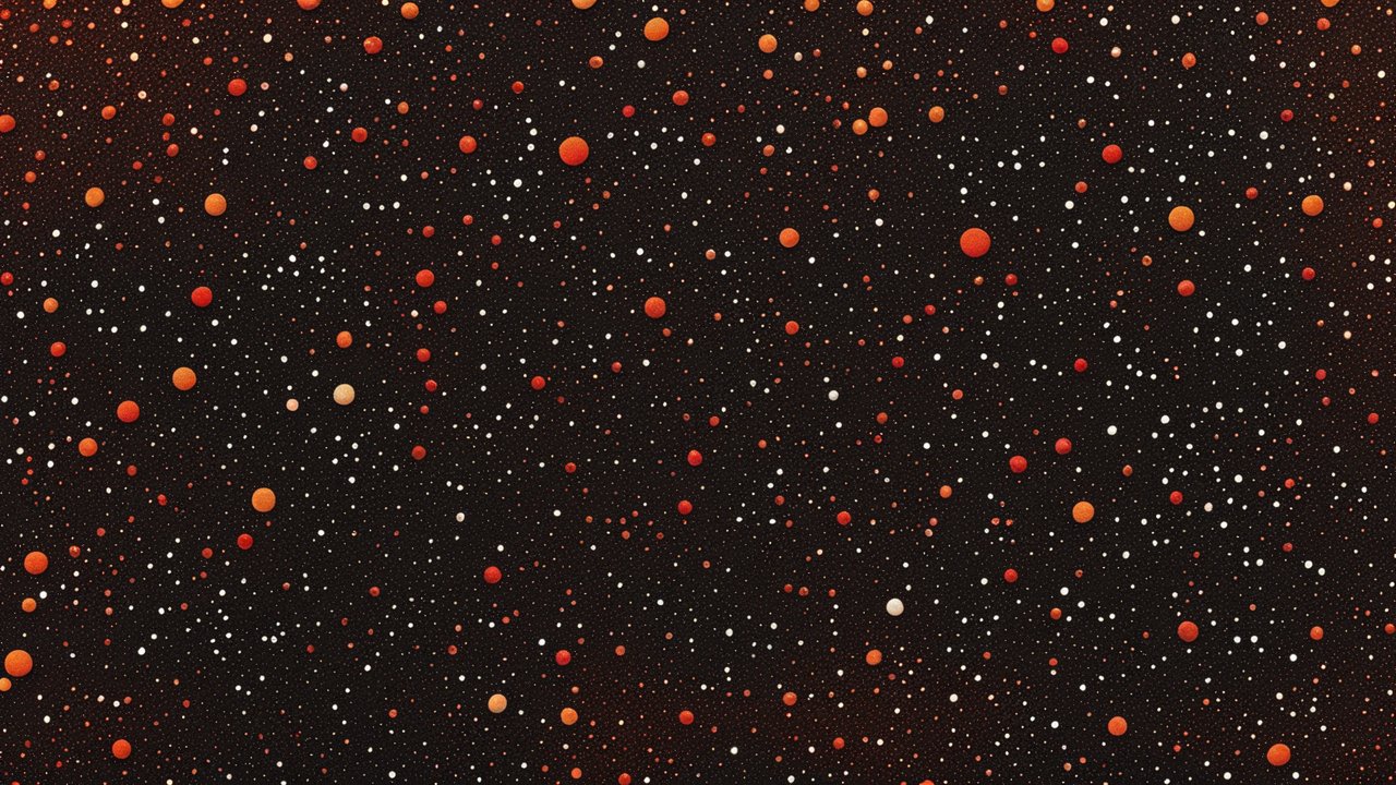 Abstract Pattern of Red and White Dots on Black Background