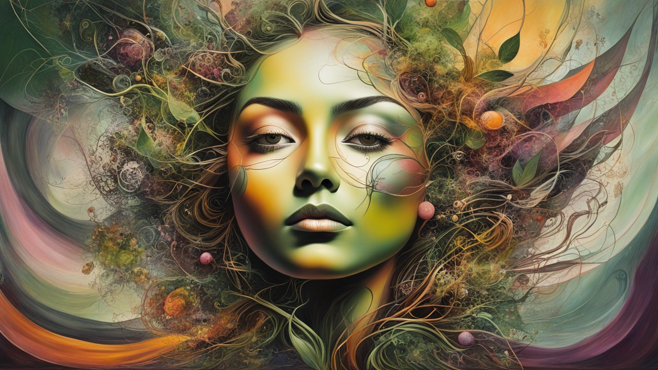 Abstract Portrait of a Woman with Nature Elements