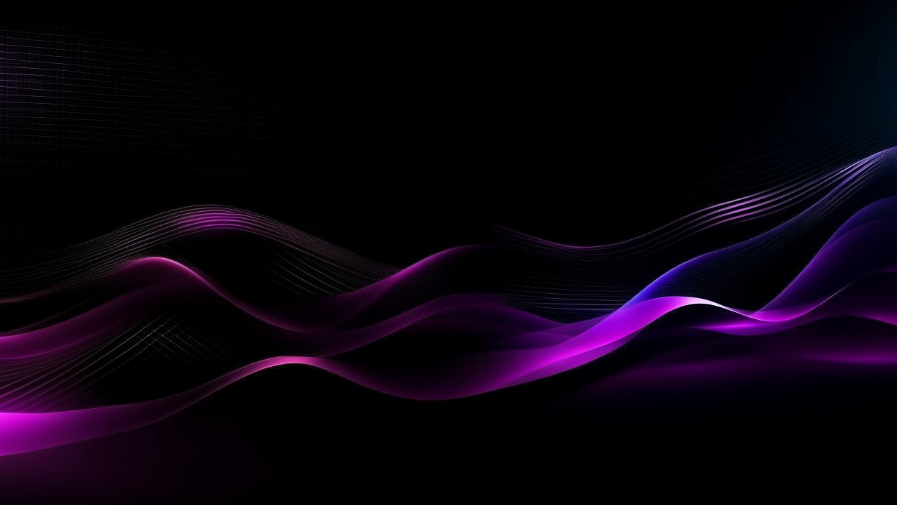 Abstract Purple Wave Gradient on Black Background