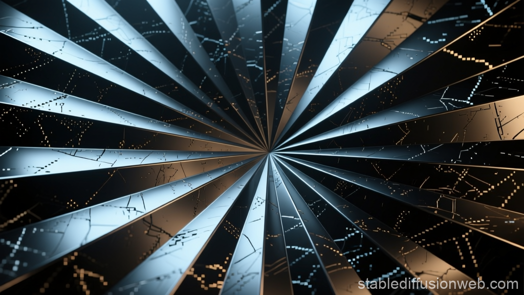 Abstract Radial Metal Surface with Circuit Patterns