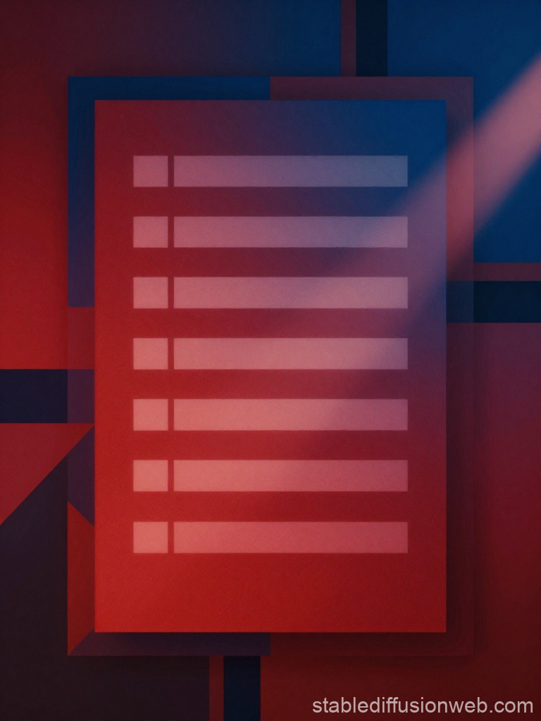 Abstract Red and Blue Geometric Composition