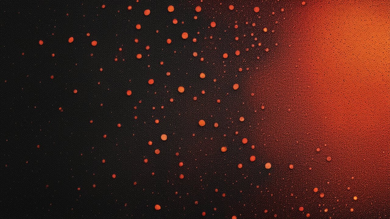 Abstract Red and Orange Droplets on Dark Background