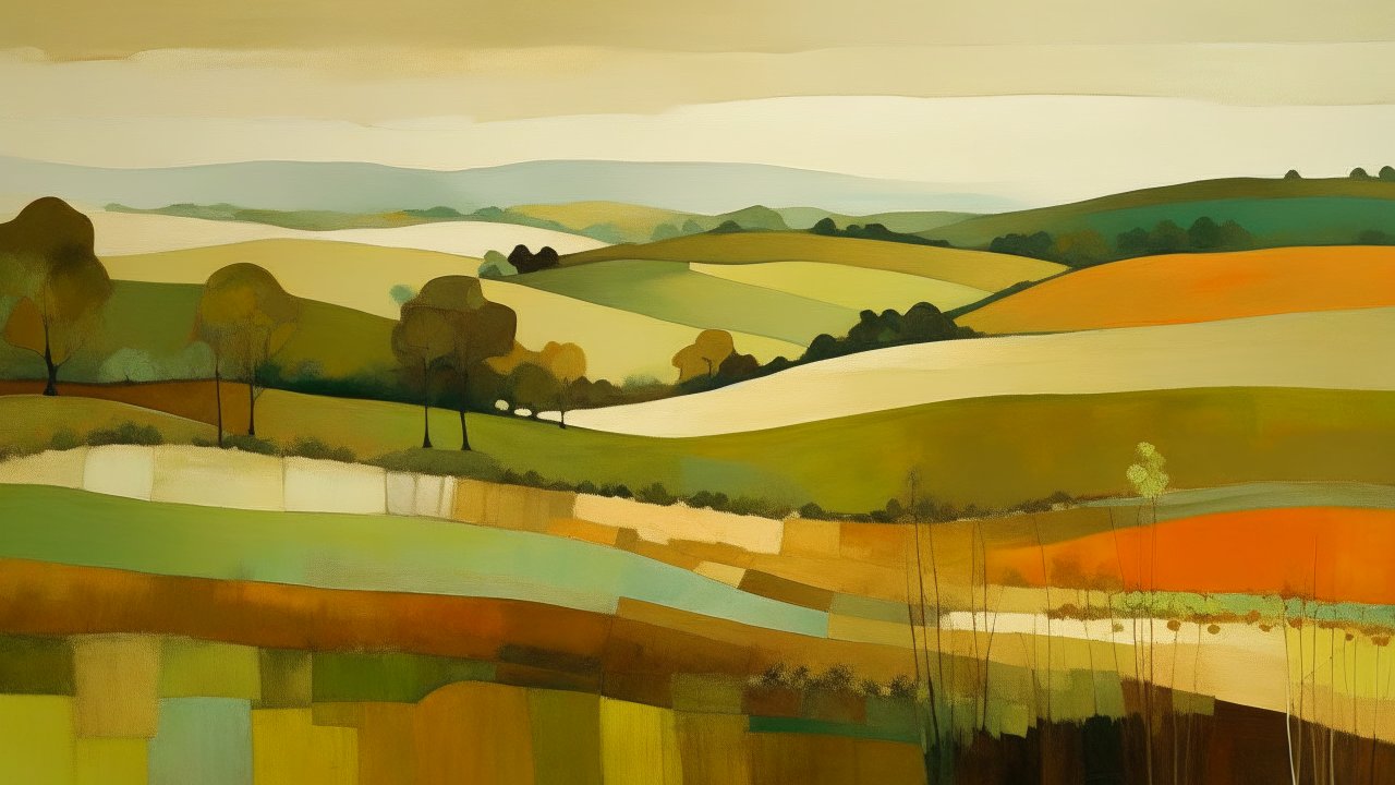 Abstract Rolling Hills Landscape with Warm Tones