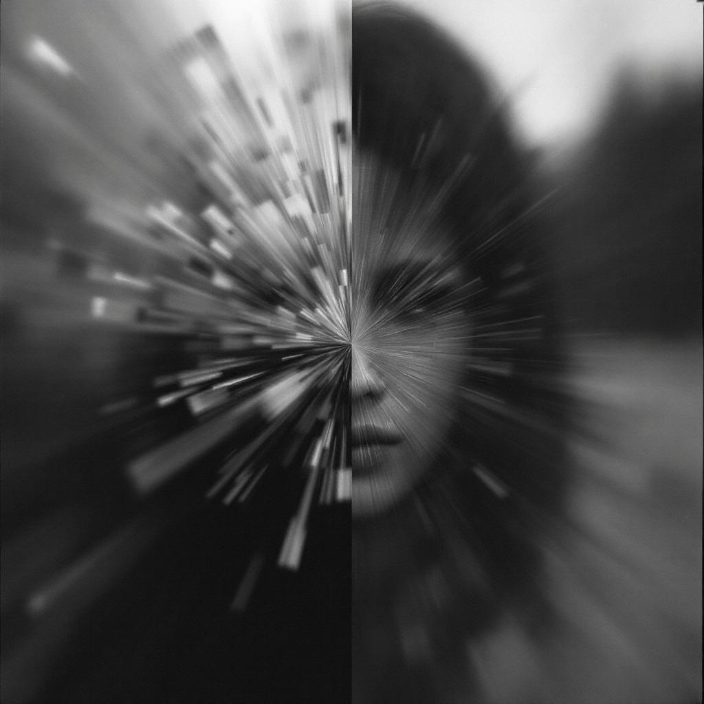 Abstract Split Portrait with Radial Blur Effect