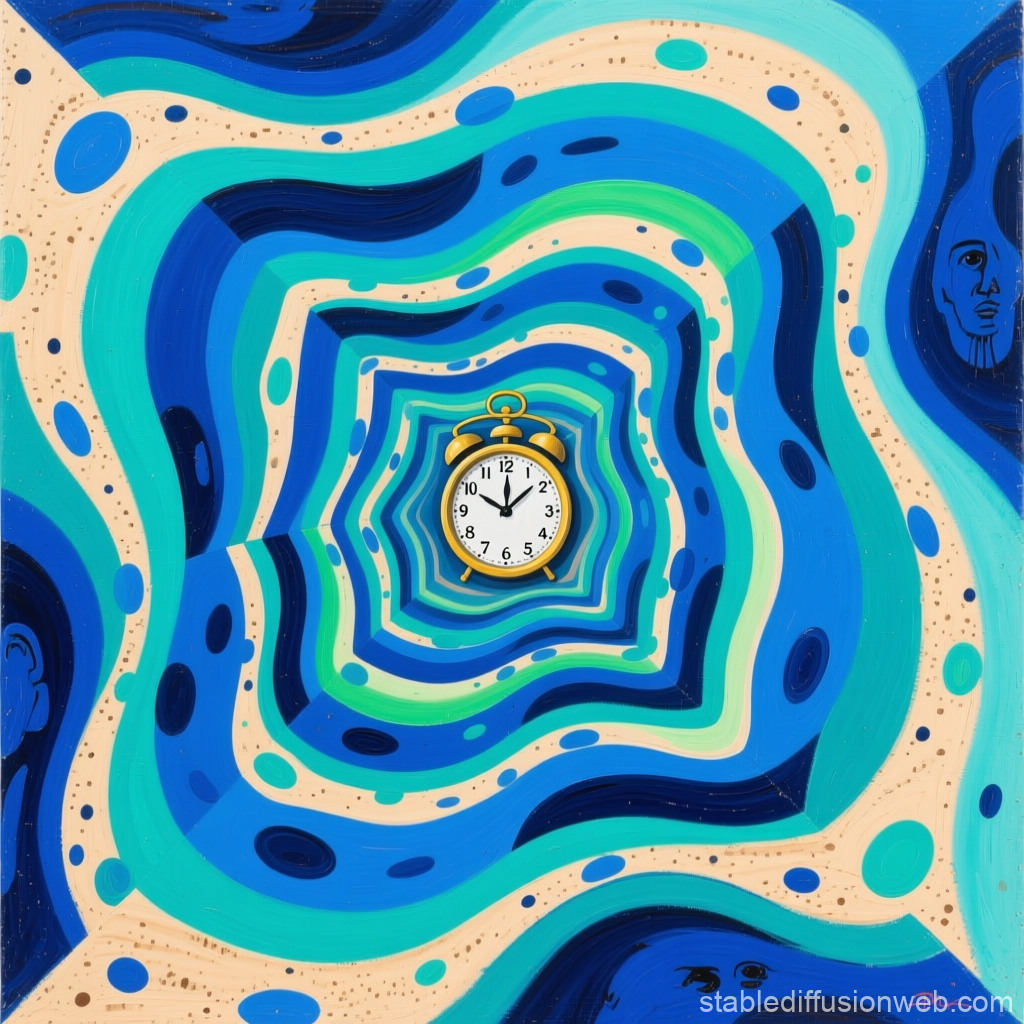 Abstract Time Spiral with Vintage Clock