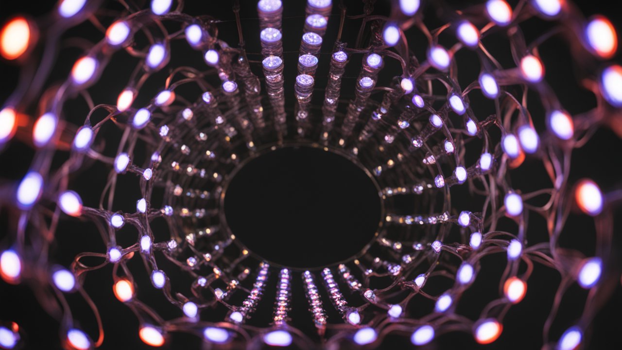 Abstract Tunnel of Glowing LED Lights