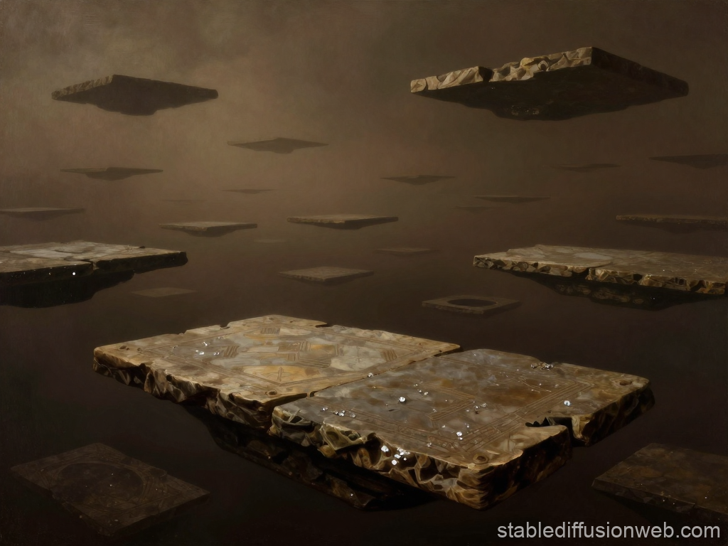 Abyssal Floating Stone Platforms in Misty Depths
