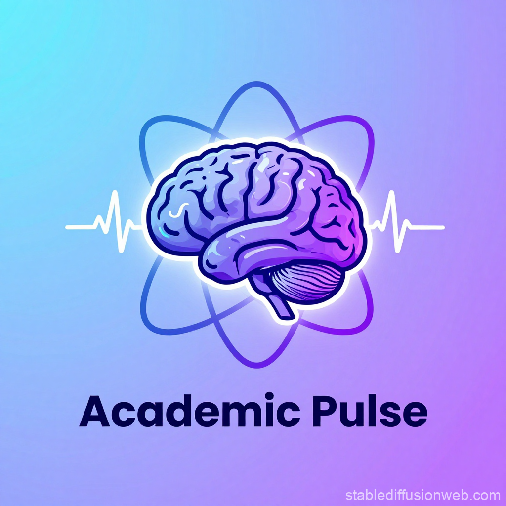 Academic Pulse Brain with Orbit Rings and Heartbeat