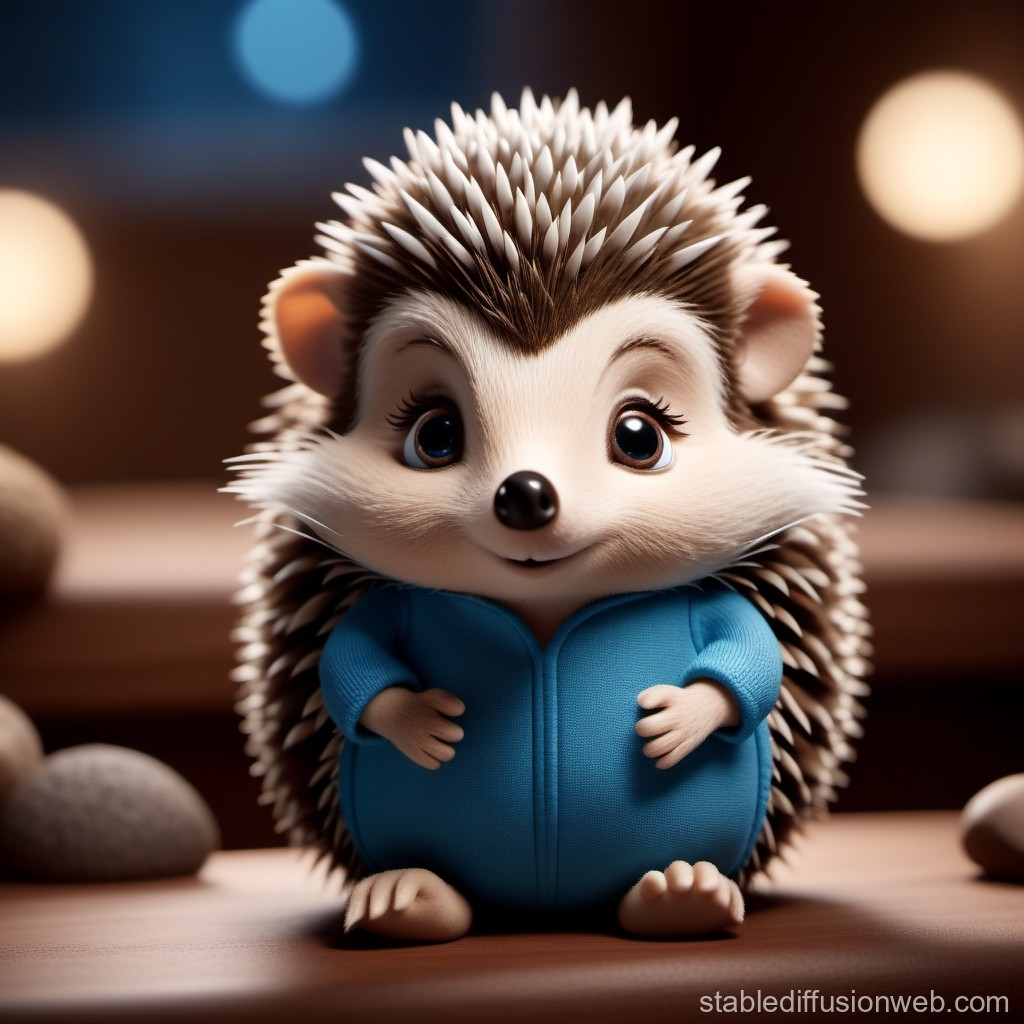 Adorable 3D Hedgehog Character in Blue Outfit