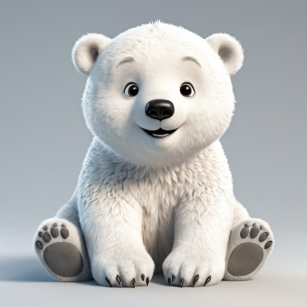 Adorable 3D Render of a Cute Baby Polar Bear