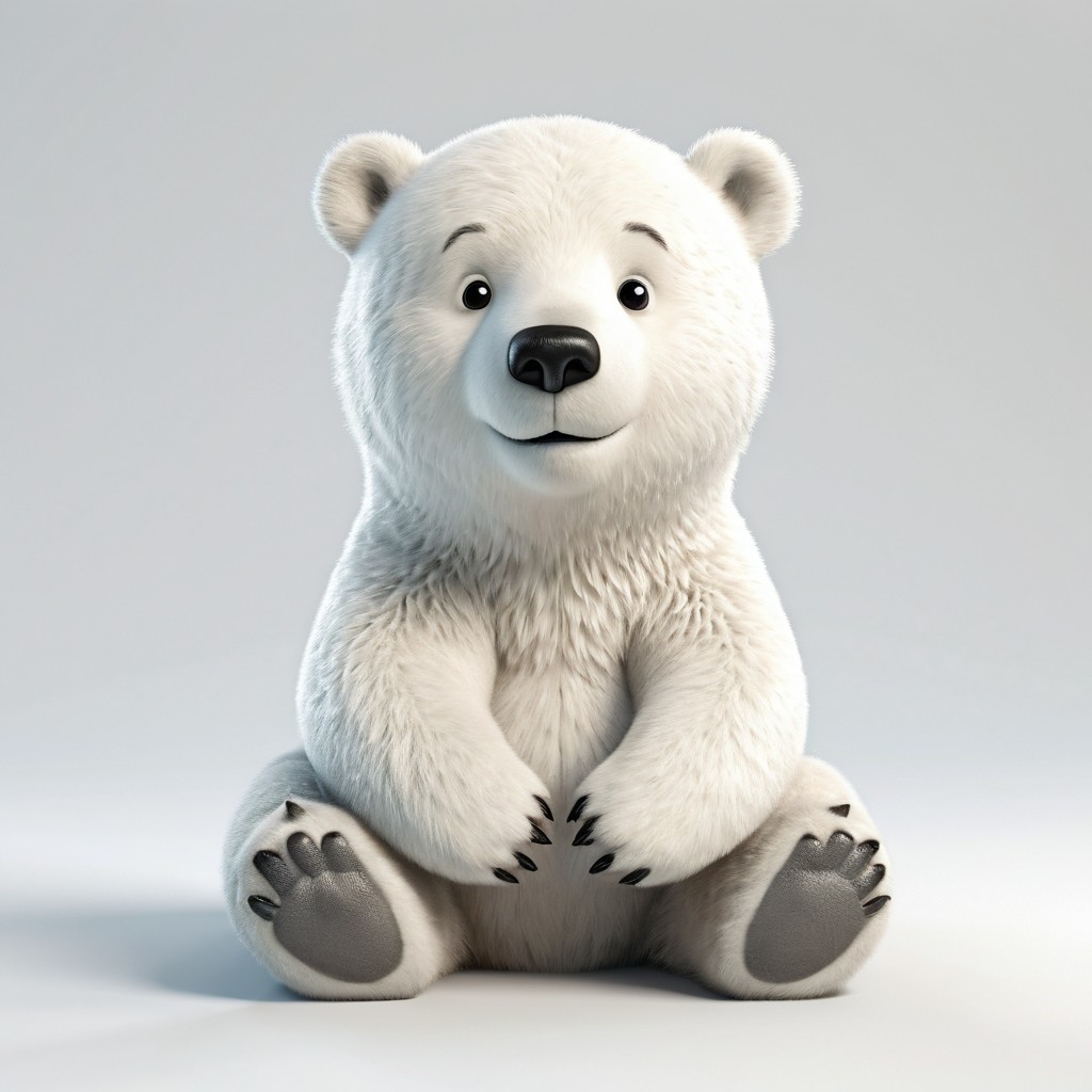 Adorable 3D Rendered Baby Polar Bear Sitting