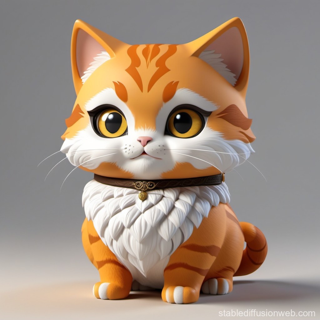 Adorable 3D Rendered Orange Tabby Cat Figurine