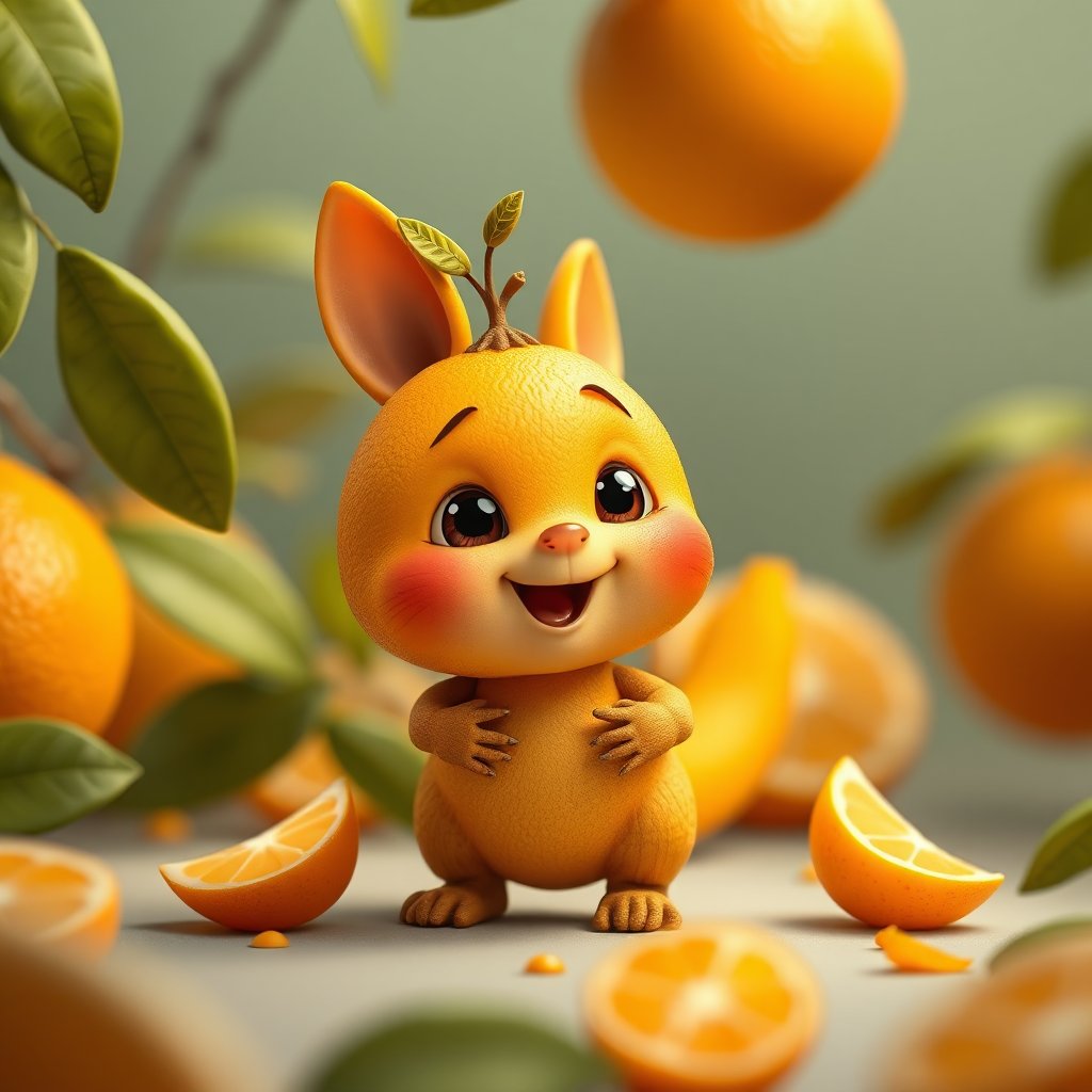 Adorable Anthropomorphic Baby Orange Character