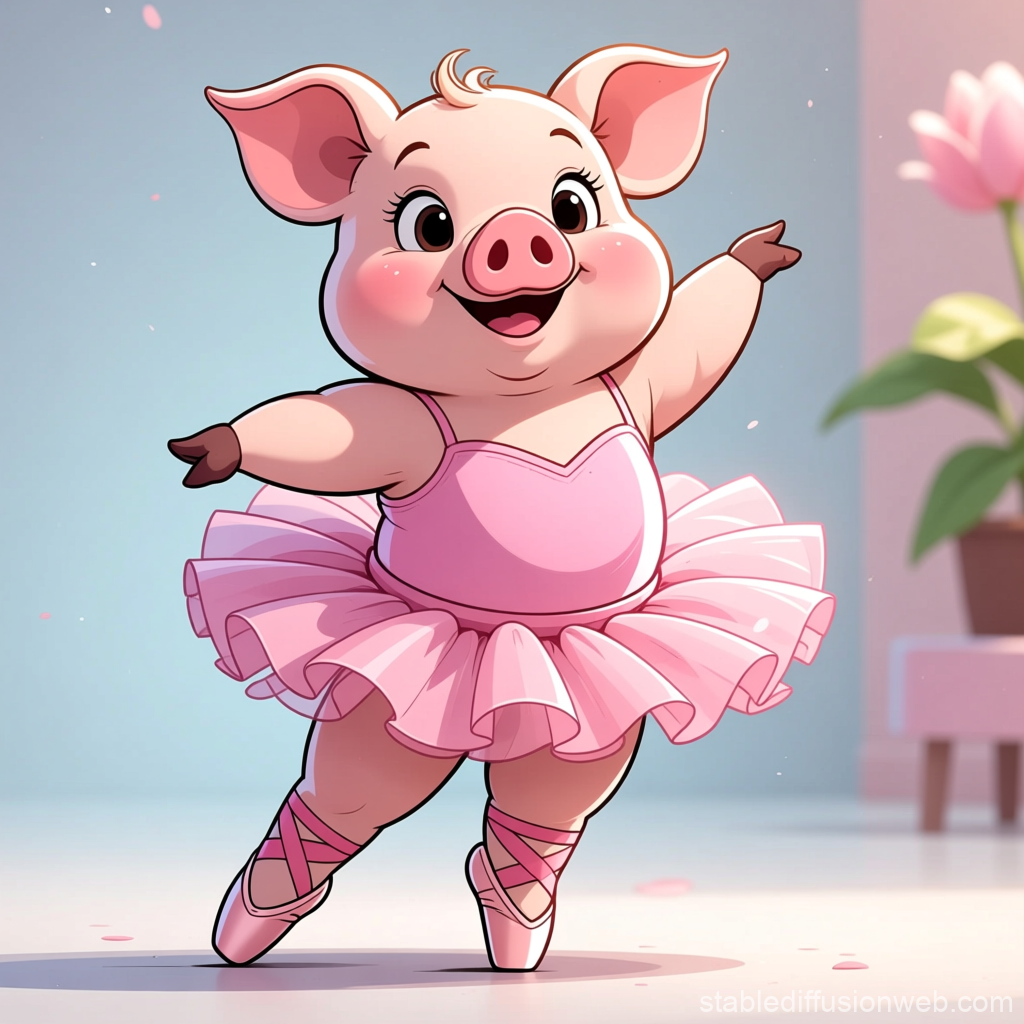 Adorable Baby Pig Dancing Ballet in Pink Tutu