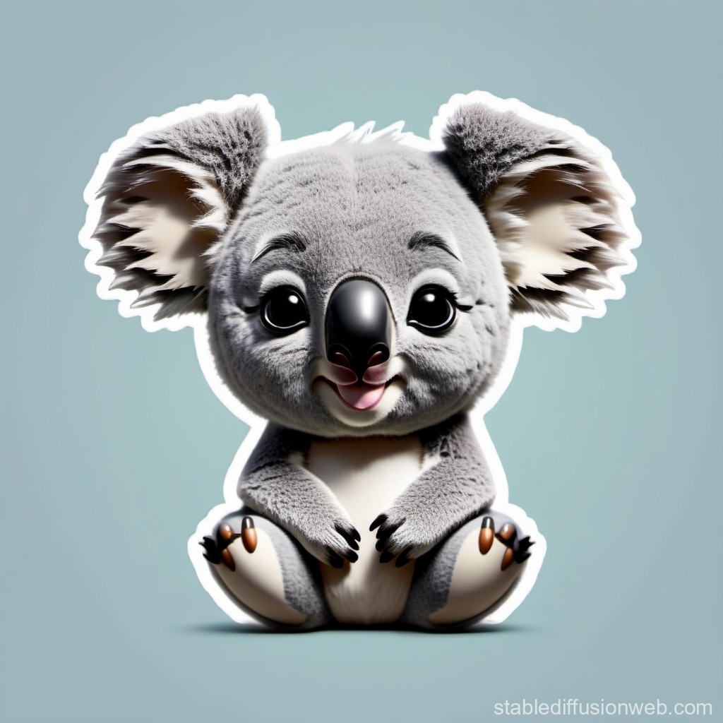 Adorable Cartoon Koala with Big Eyes