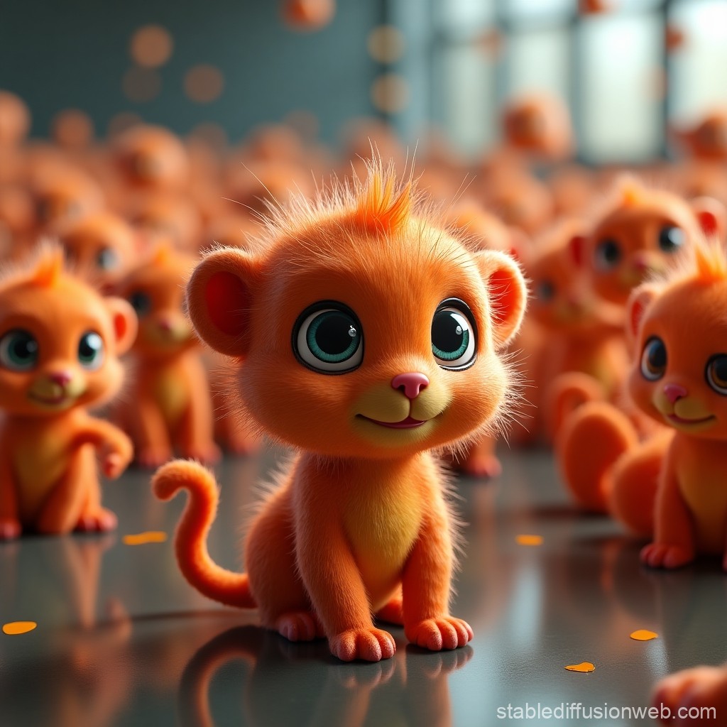 Adorable Cartoon Orange Kittens with Big Eyes
