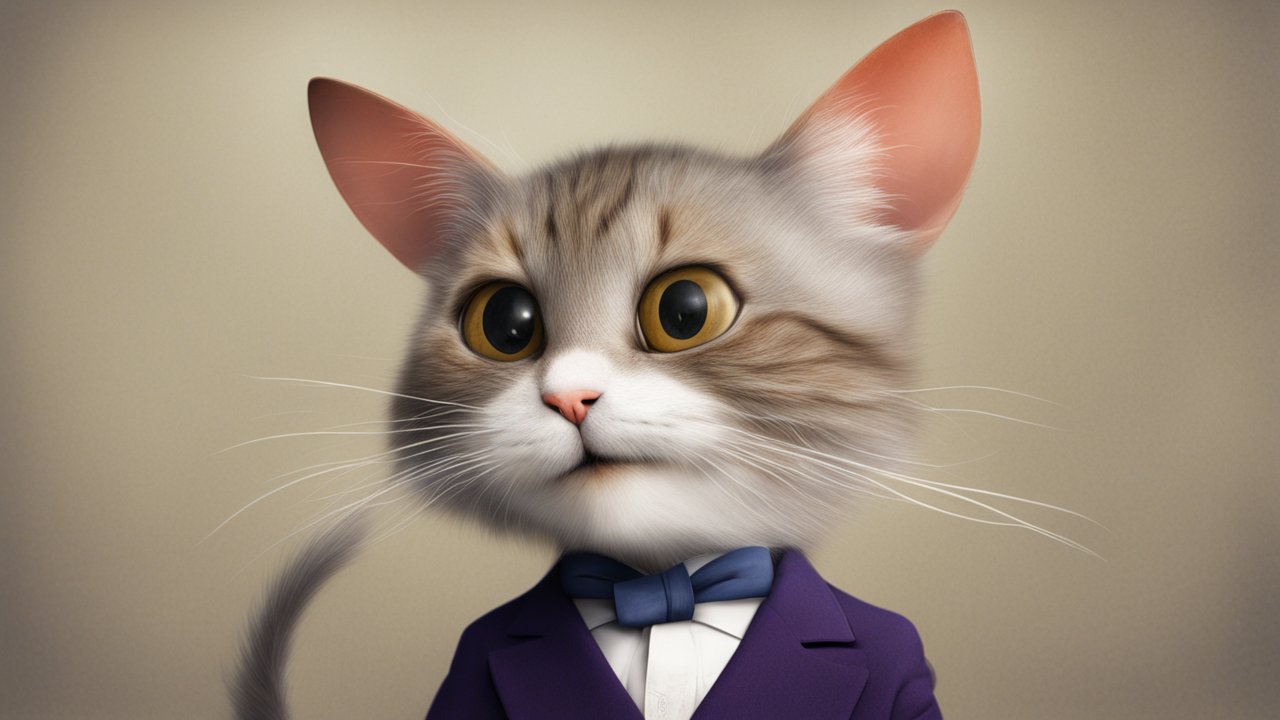 Adorable Cat in a Purple Suit with Bow Tie