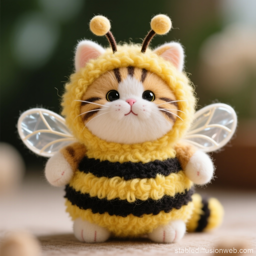 Adorable Cat Plush in Bee Costume