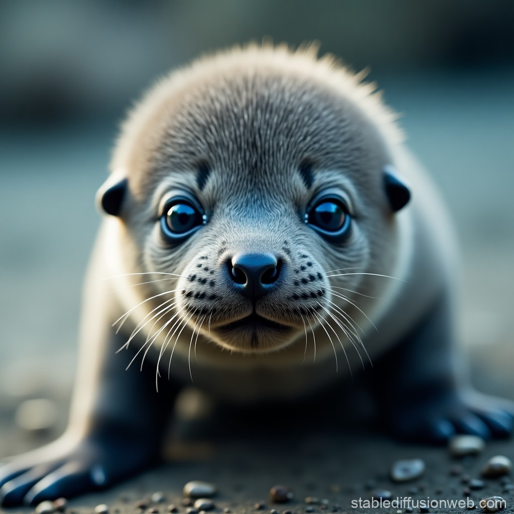 Adorable Close-Up of a Baby Seal Pup