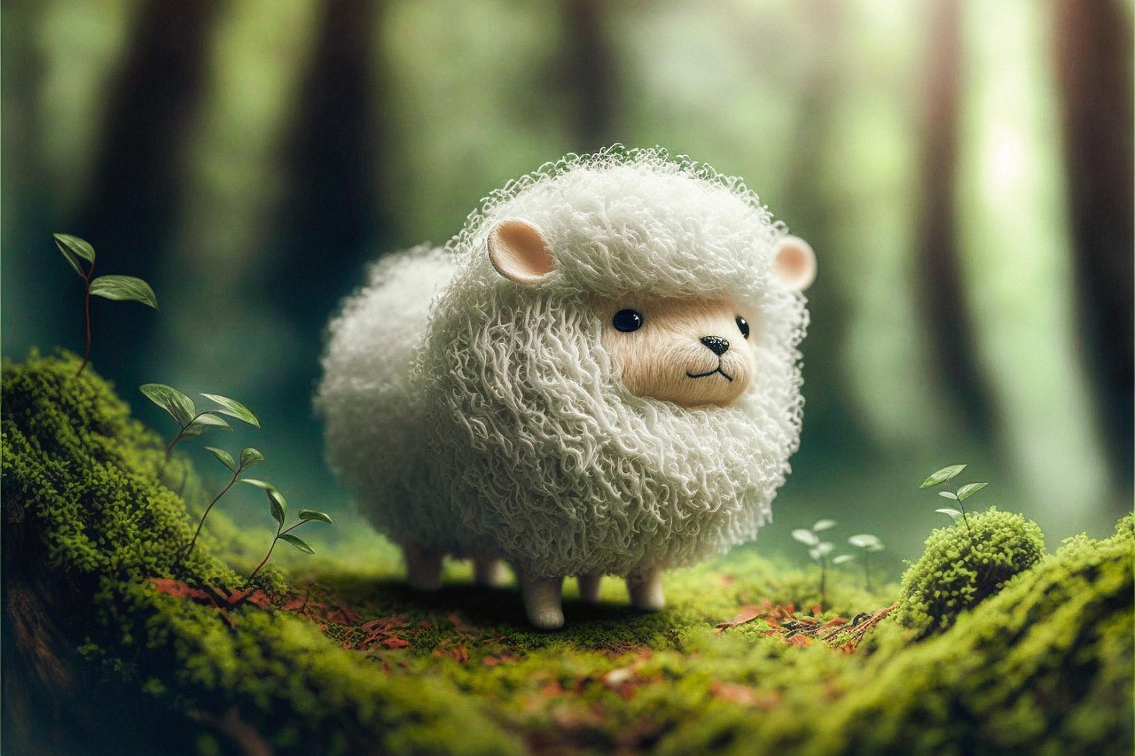 Adorable Fantasy Sheep in Enchanted Forest