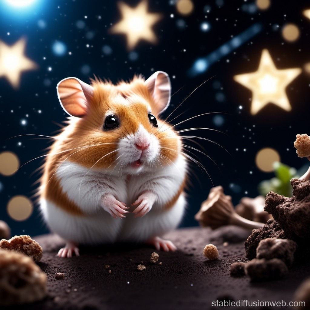 Adorable Hamster Under Starry Night Sky
