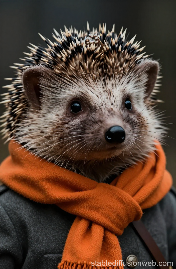 Adorable Hedgehog Wearing Orange Scarf