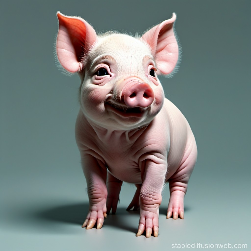 Adorable Smiling Baby Piglet Close-Up