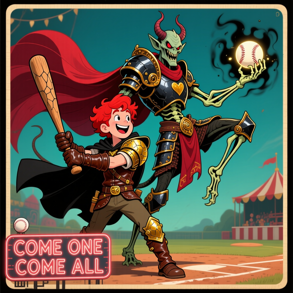 Adventurer vs Demon in a Fantasy Baseball Showdown