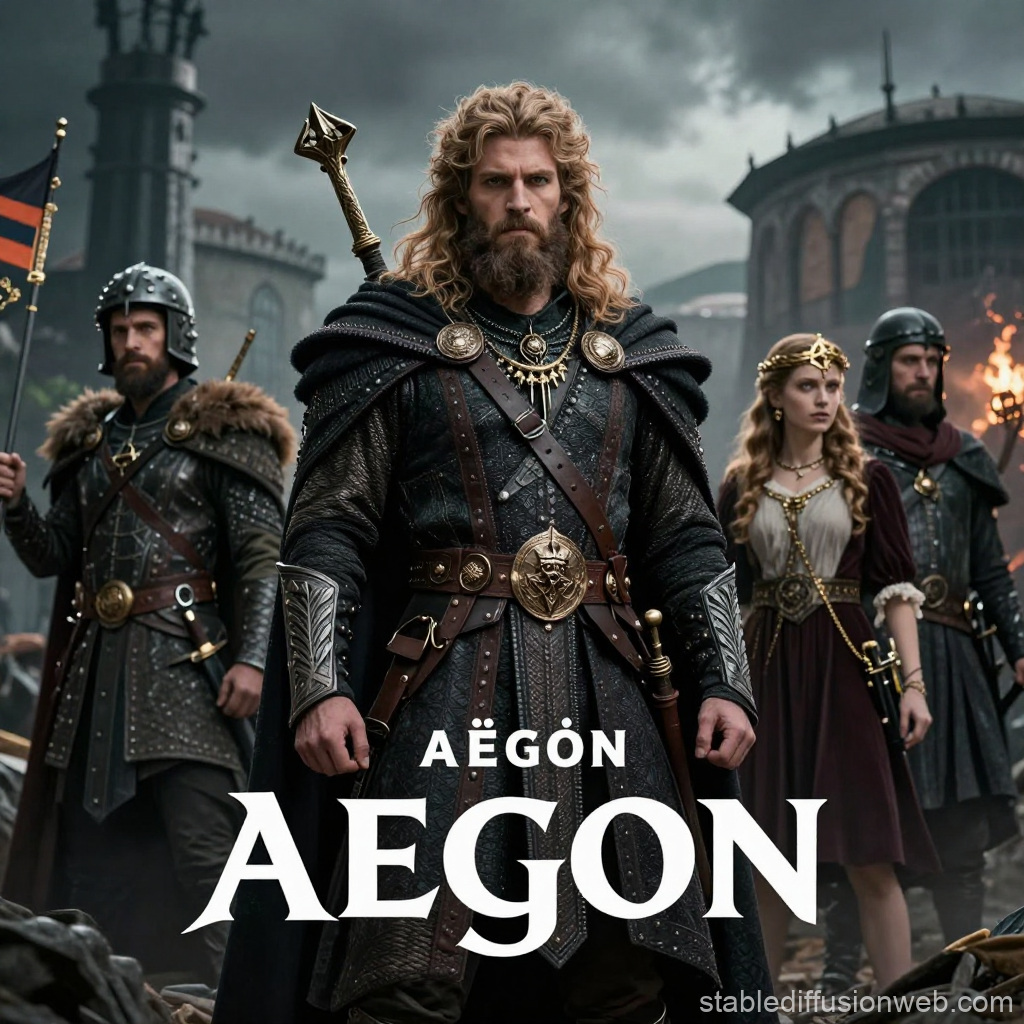 Aegon and His Loyal Guards in Medieval Fantasy Setting