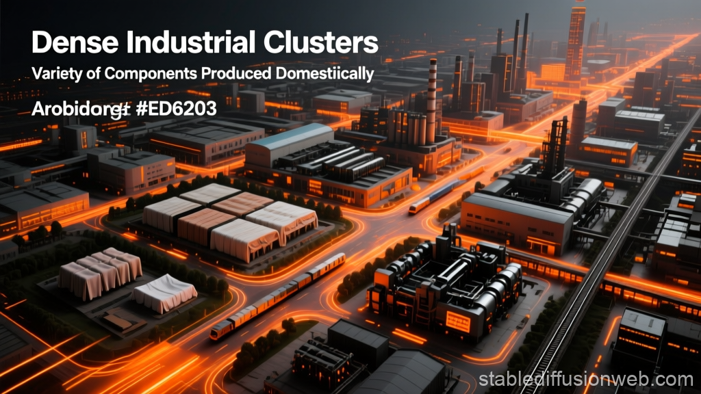 Aerial View of Dense Industrial Clusters at Night