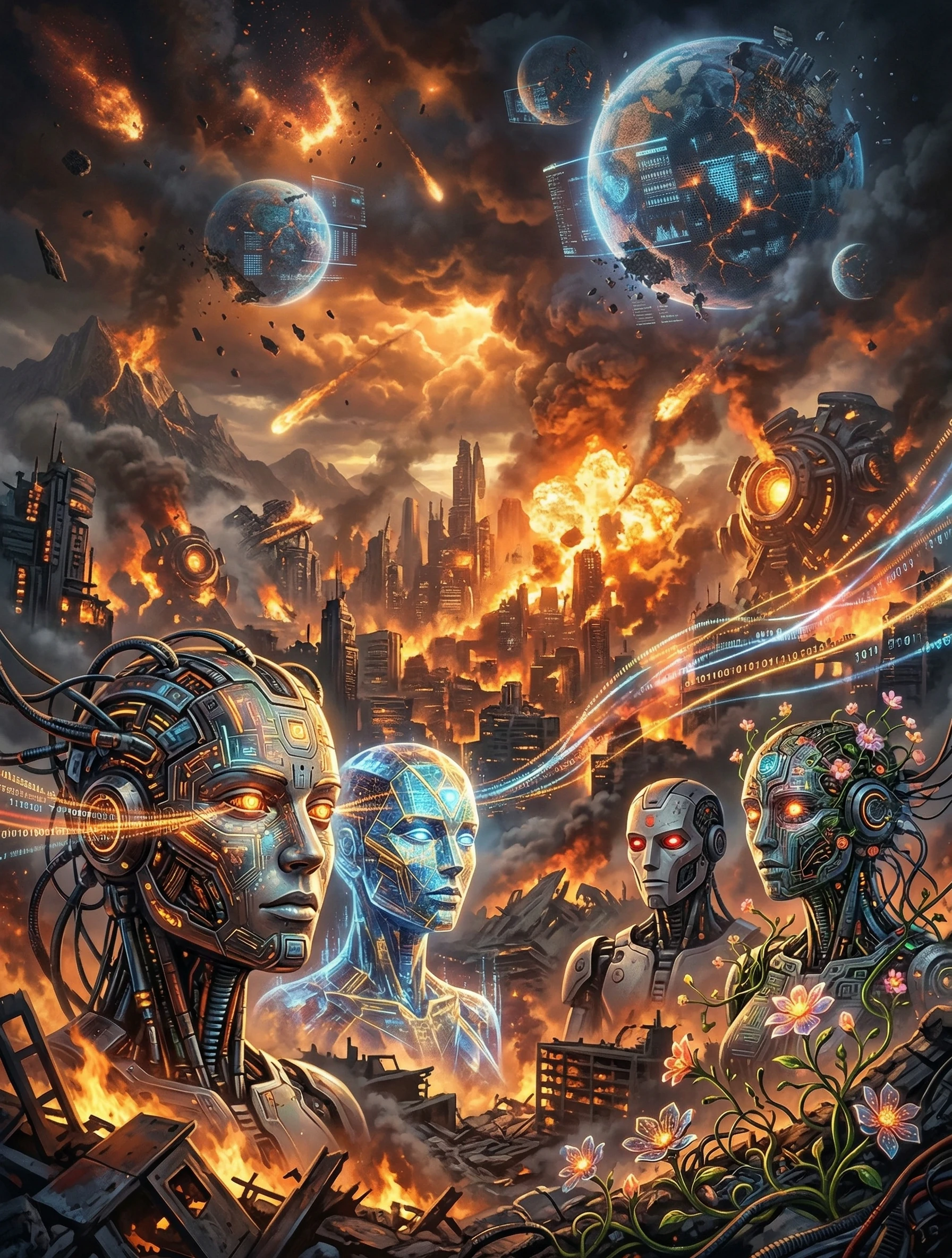 AI Apocalypse Amid Cosmic Destruction and Rebirth