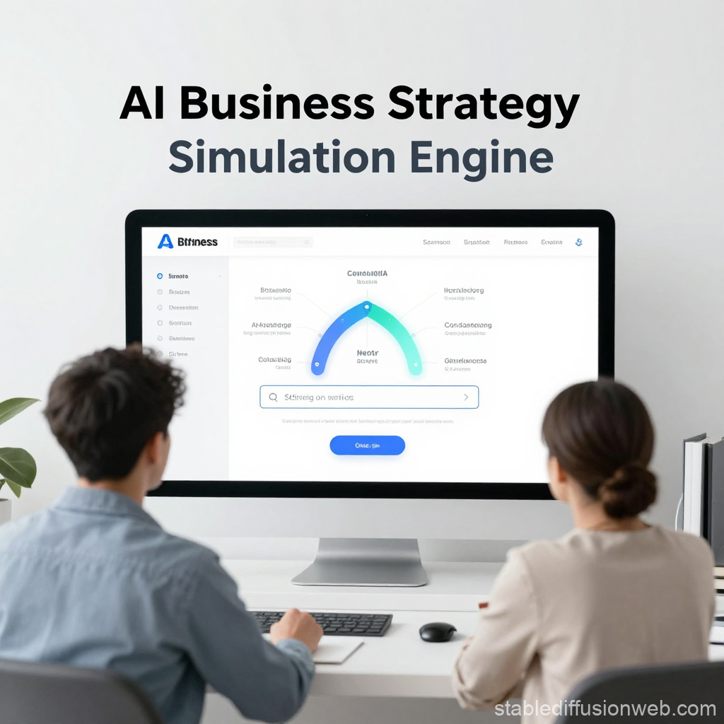 AI Business Strategy Simulation Engine on Desktop Screen
