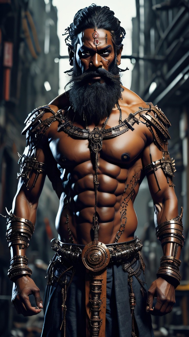 AI Generated Hindu King with Cybernetic Armor