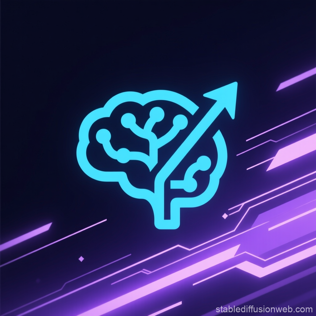 AI Growth Logo with Neural Network and Upward Arrow