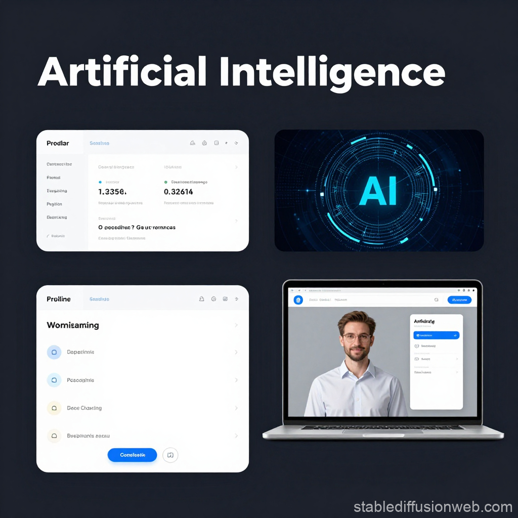 AI Software Interface and Dashboard Promo Visual