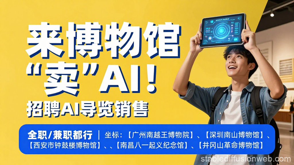 AI Tour Guide Recruitment Advertisement in Museum