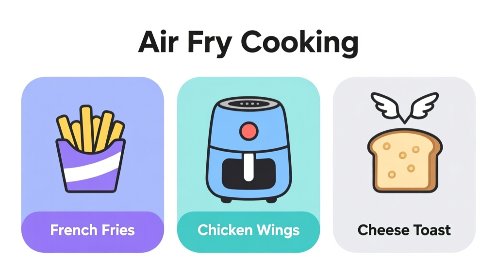 Air Fry Cooking Infographic with Food Icons