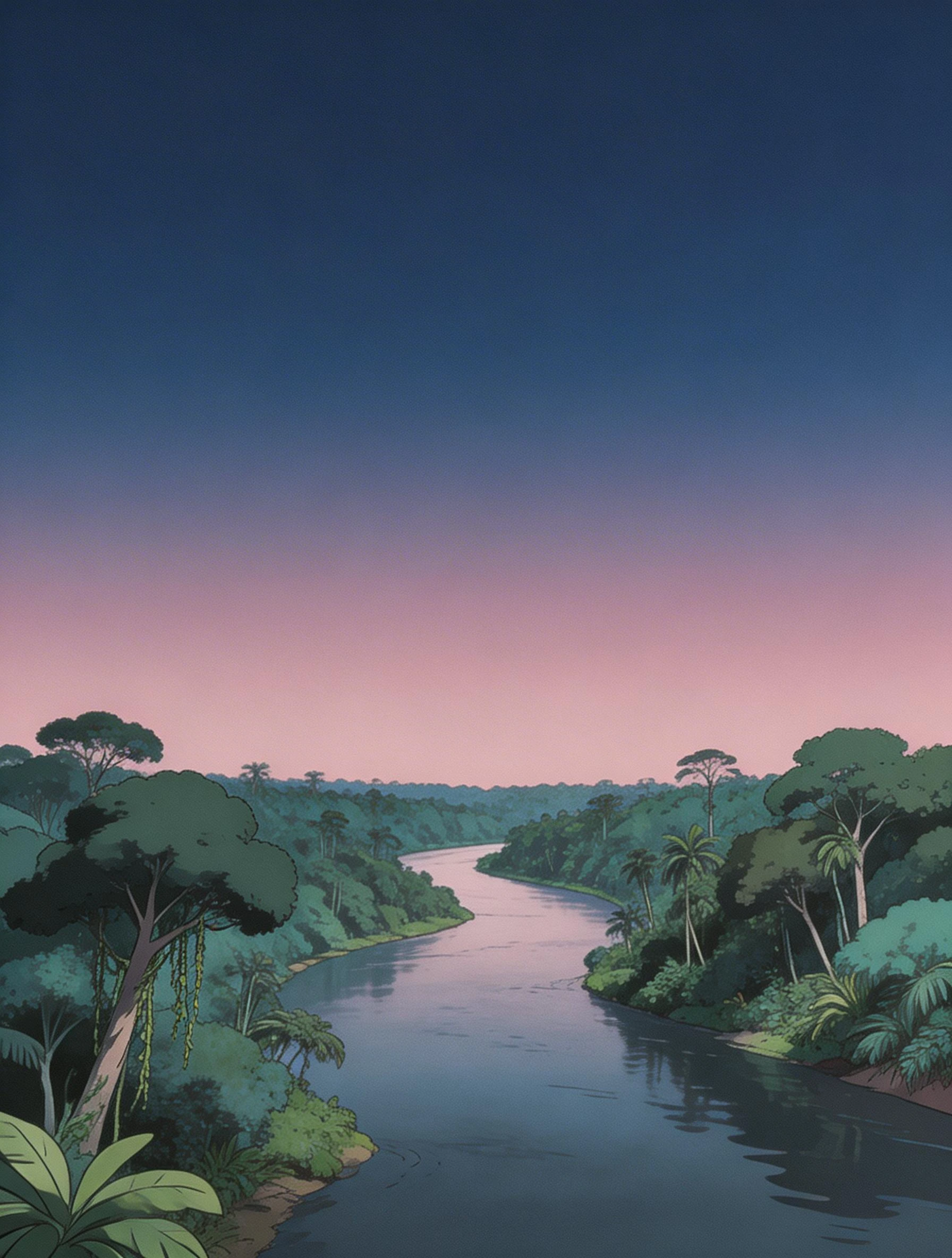 Amazon Rainforest River at Twilight