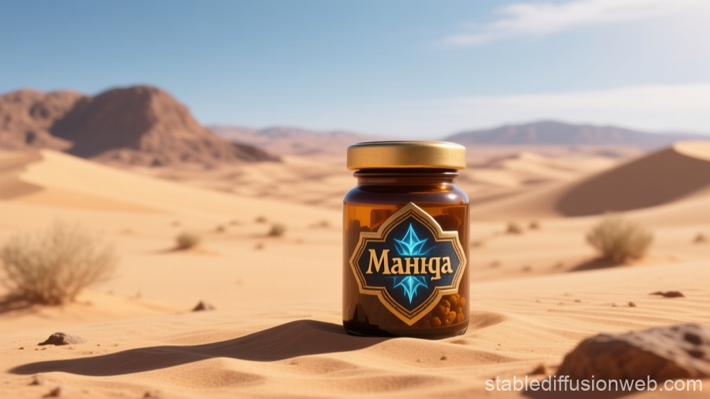 Amber Jar of Mana in Desert Landscape
