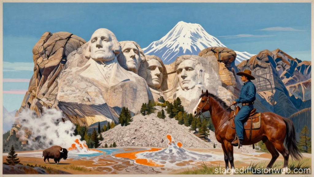 American Epic Landscape Mural Featuring Mount Rushmore