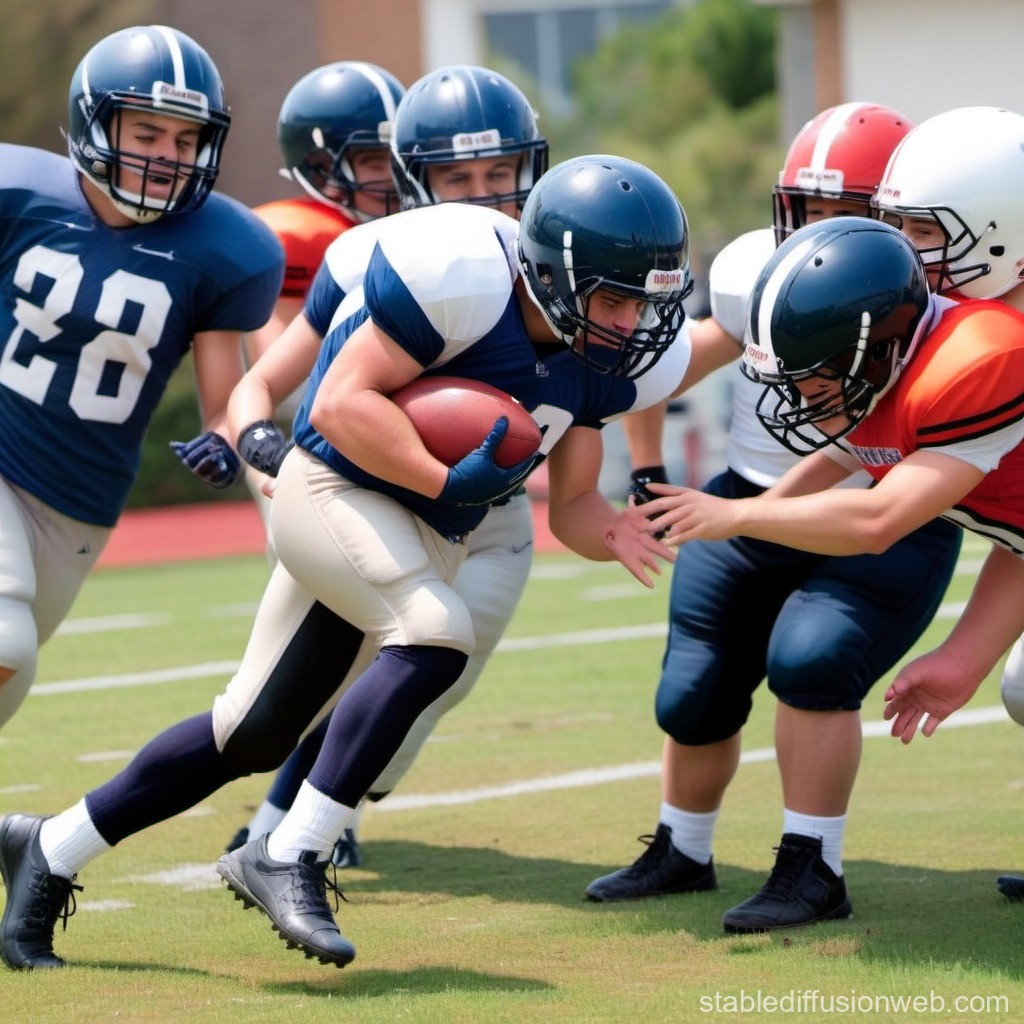 American Football Players in Action on Field