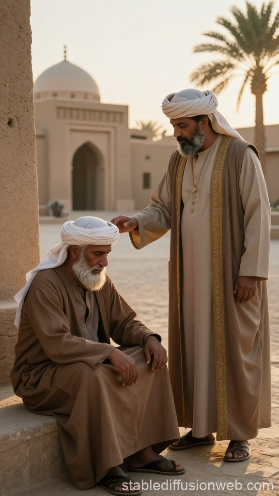 Ancient Arab Merchants in Traditional Attire