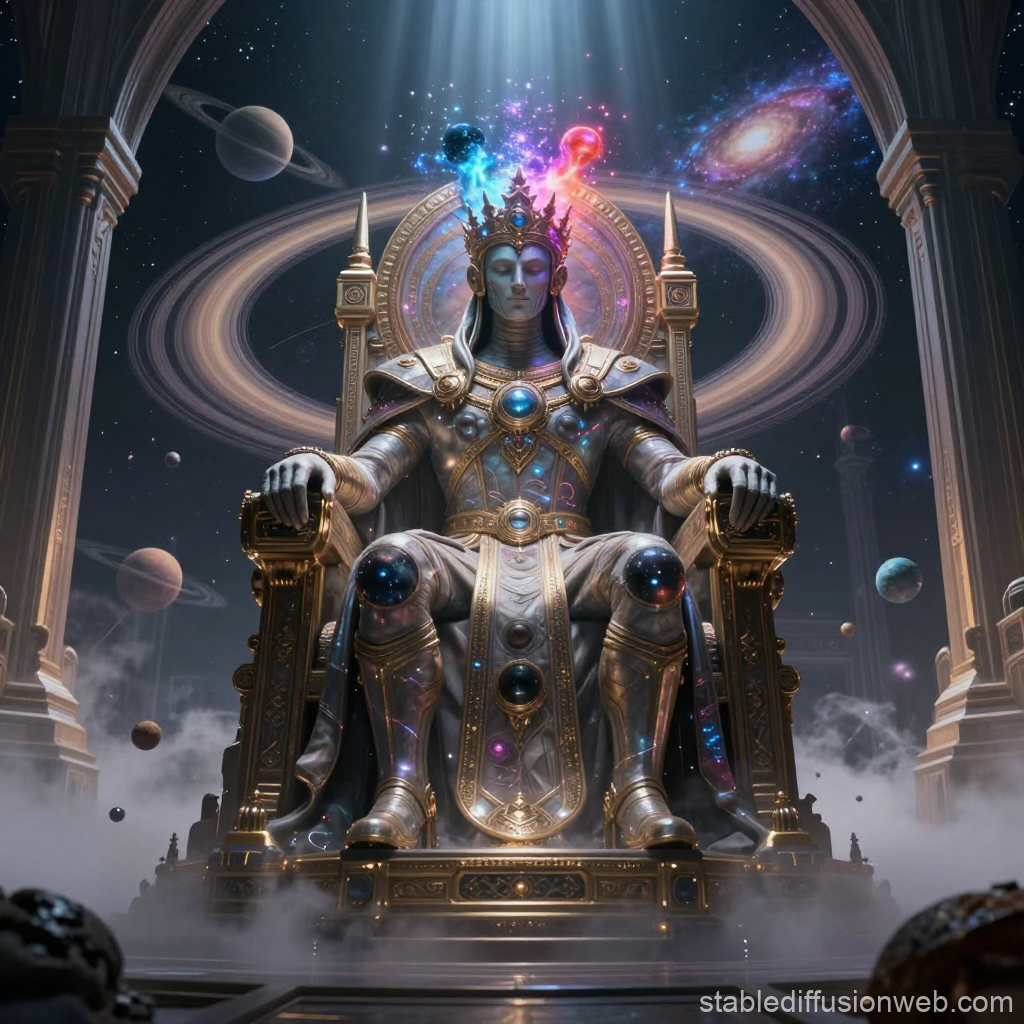 Ancient Astronaut King on Cosmic Throne