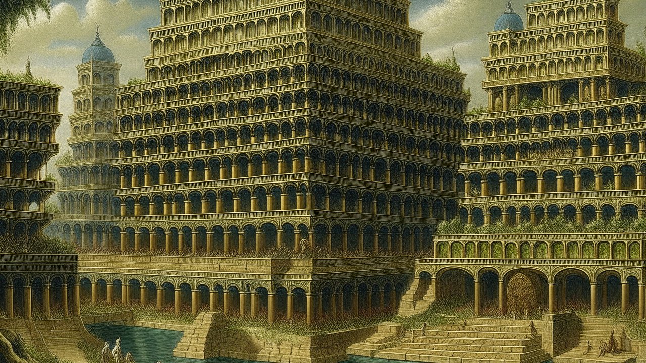 Ancient Babylonian Palace with Tiered Architecture