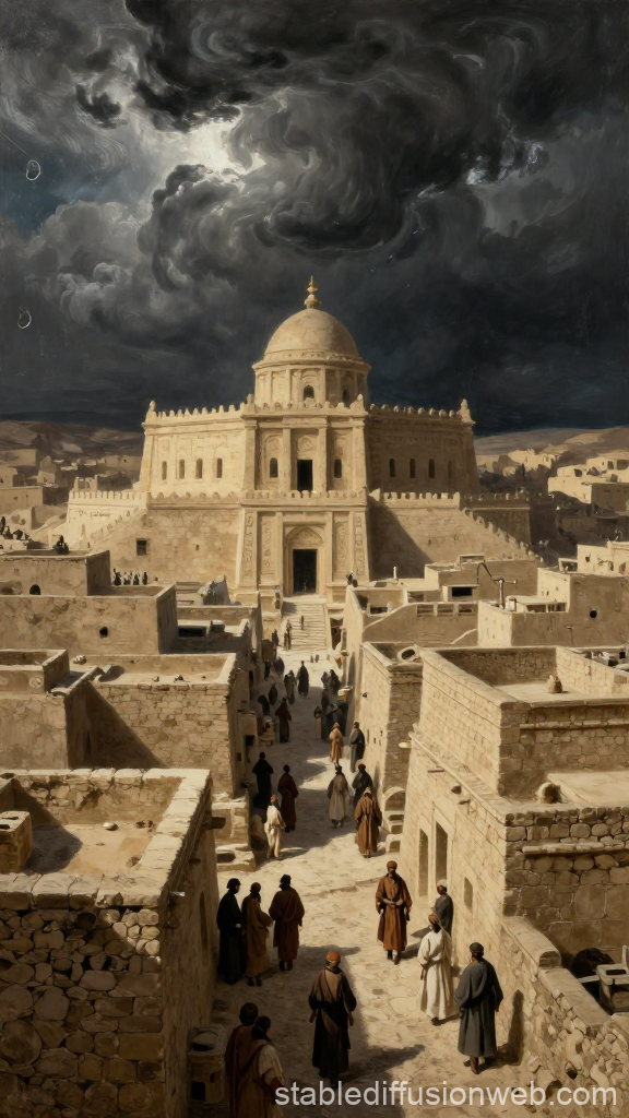 Ancient City Under a Stormy Sky